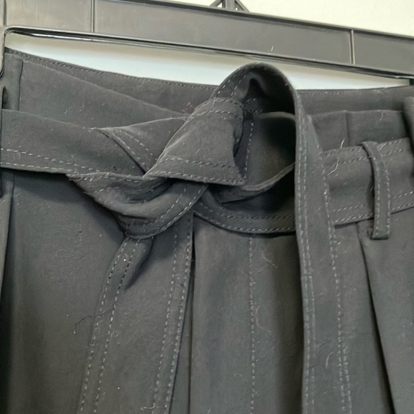 Vince Black Wide-Leg Pleated Very High Waisted Trousers Belted Pants - Picture 4 of 8